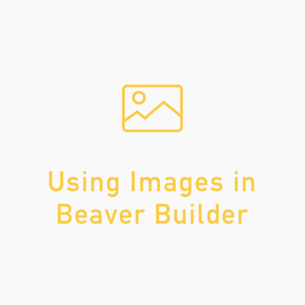 Grey and blue Image displaying icon and text titled Using Images in Beaver Builder via beaverbrains.com beaver builder image tags seo optimisation