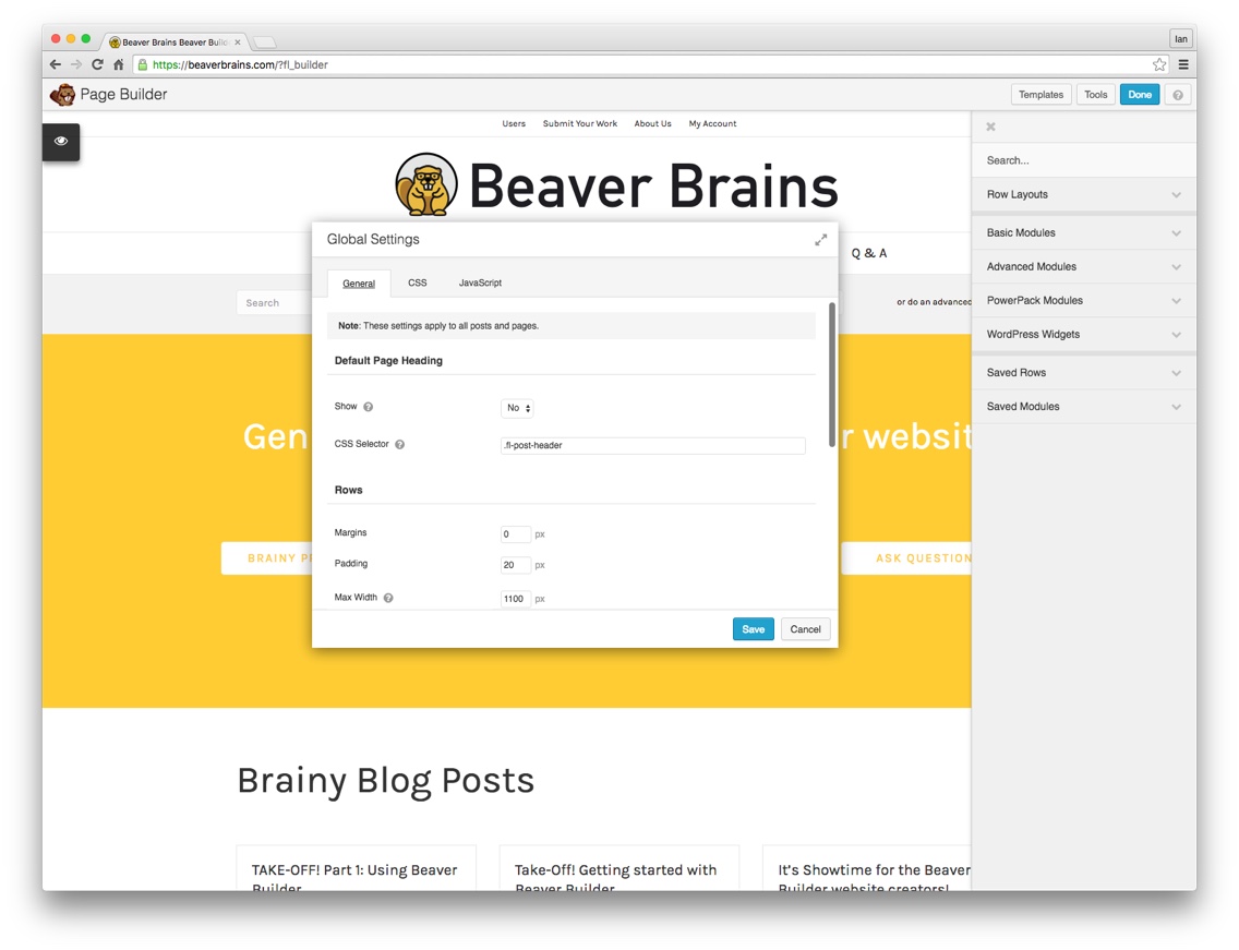 beaver builder plugin and theme take-off part 2 global settings