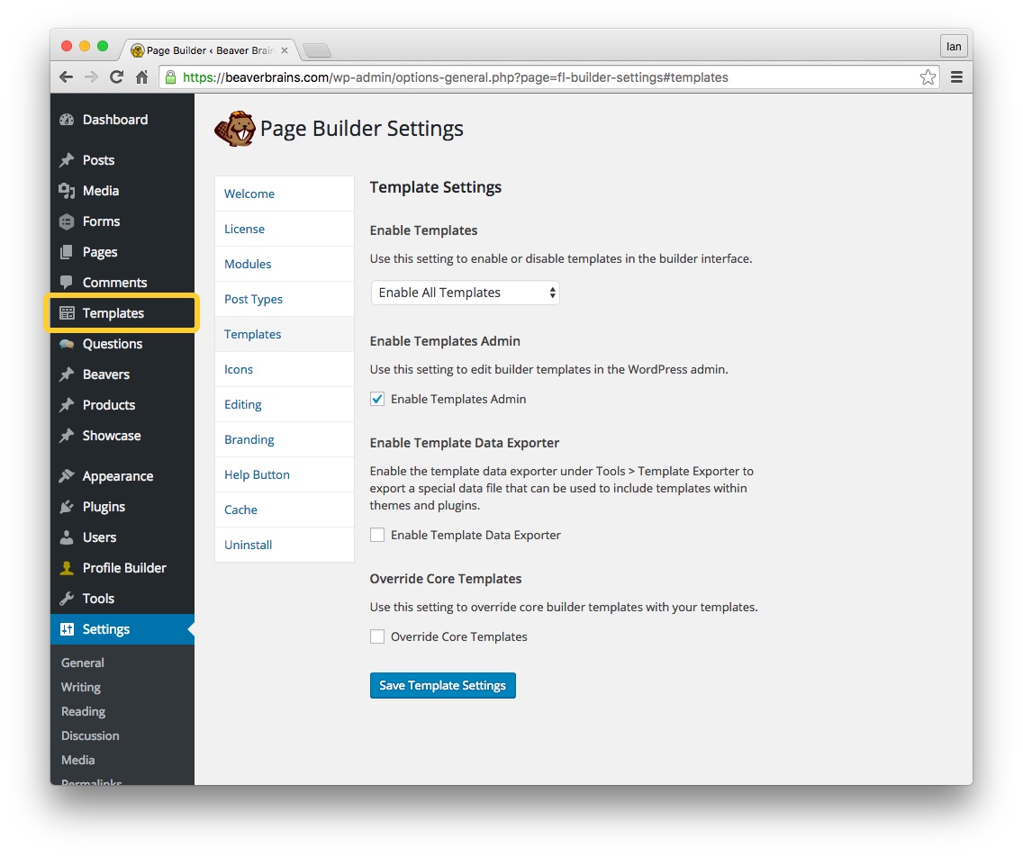 beaver builder plugin and theme take-off part 2 template settings